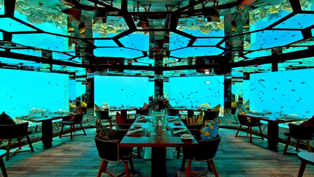 restaurante submerso maldivas sea