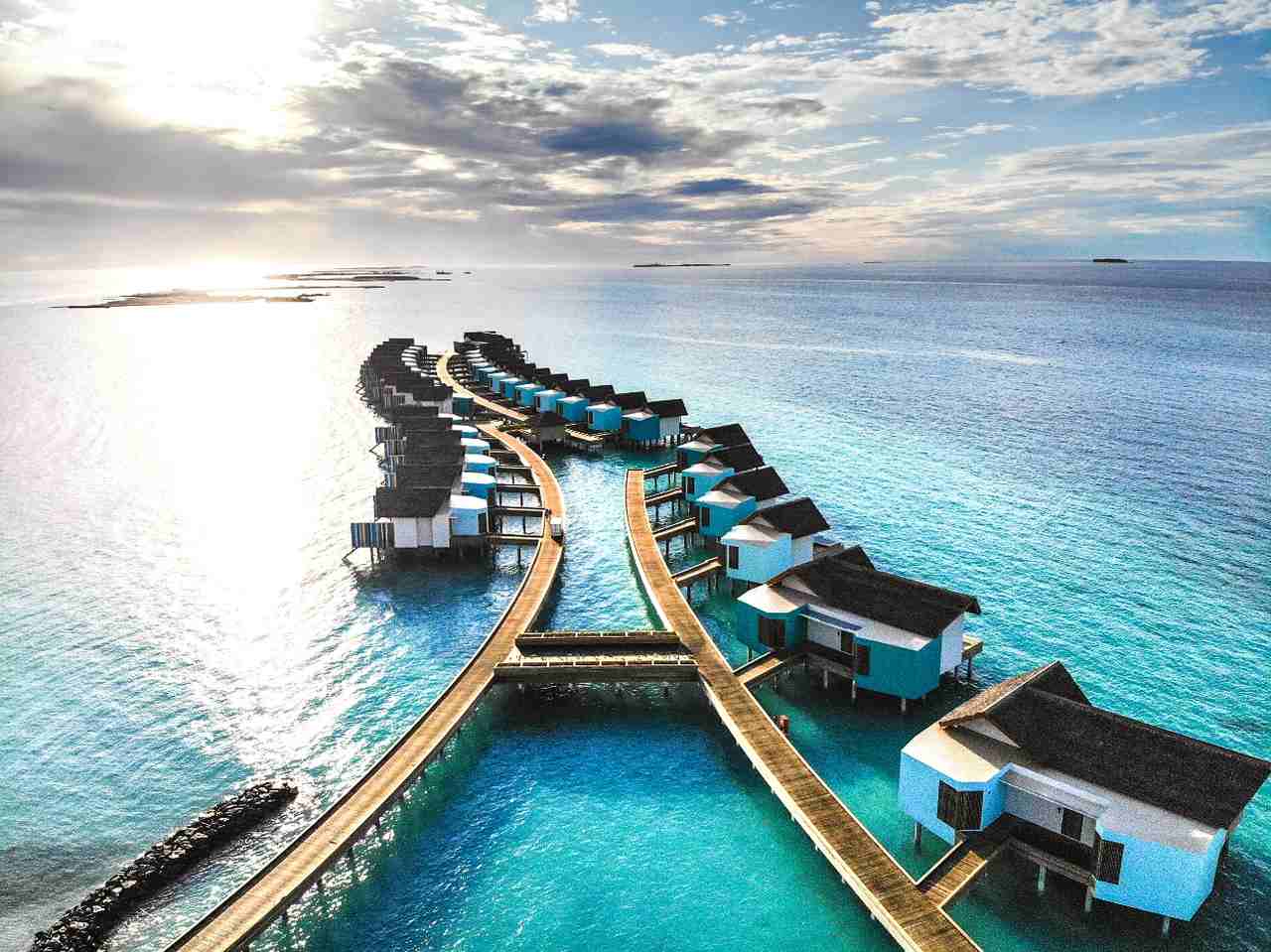 visão panorâmica do resort hard rock maldivas